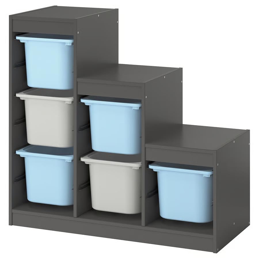 ZRIZAURA TROFAST Storage combination with boxes FRAME 99x44x94 cm trofast storage boxes Office essential frame with storage boxes-GREY (LIGHT BLUE/GREY)