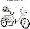 WRHOPR Adult Trike, Tricycle for Adult 3 Wheel Bikes, Tricycle for Adult 1 Speed Trikes 20 inch 3 Wheel Bikes Three-Wheeled Bicycles with Backrest Shopping Basket for Seniors, Women #3