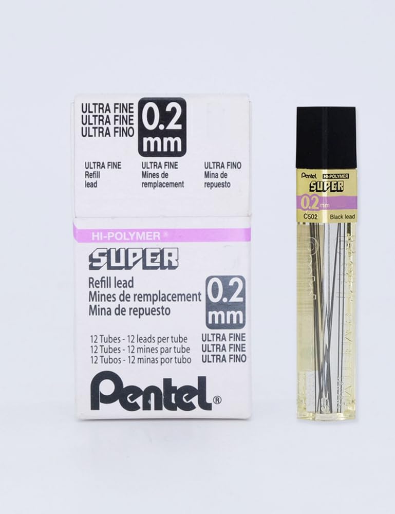 Super Hi-Polymer C502-2B 0.2 mm Grade B Refill Lead (Pack of 12)