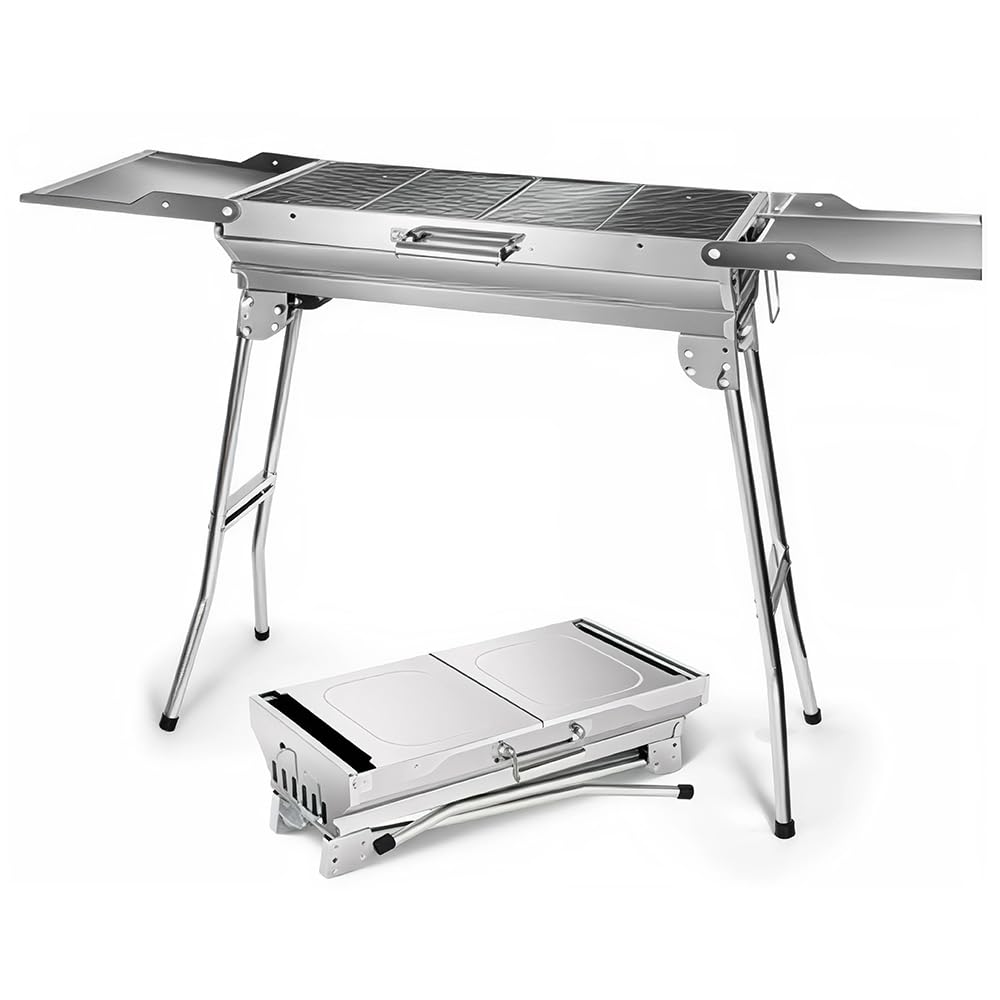 CREVICOSTA QUALITY MARK MARCAS DE CALIDAD - Parrilla grande de doble asa (acero inoxidable) open 112 * 30 * 71cm. fold: 60 * 30 * 18cm
