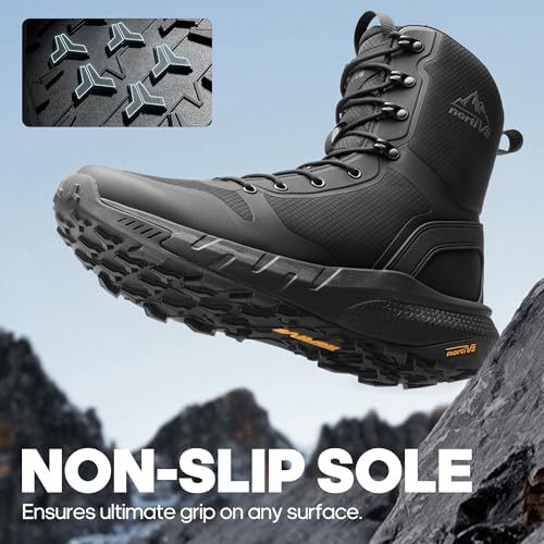 NORTIV 8 Men's Military Tactical Boot Lightweight Comfortable Boots for Work All Day Side Zipper Motorcycle Combat Hiking Boots Metrostrike(8-9 Inches),Size 11,Black-9 Inches