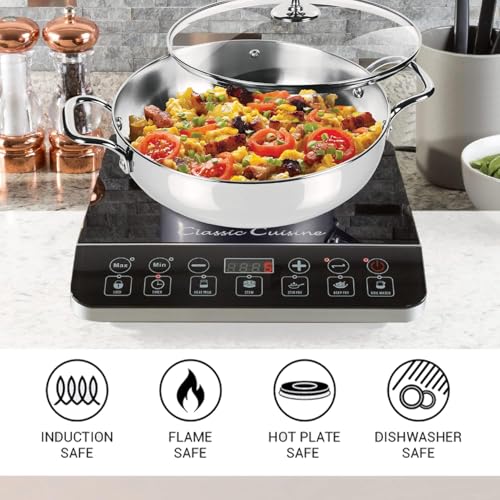 MAXSUN Stainless Steel Kadhai with Glass Lid 22 cm | Heavy Bottom Sandwich Base Deep Kadai | Induction & Gas Stove Compatible | Rust Resistant... - Image 4