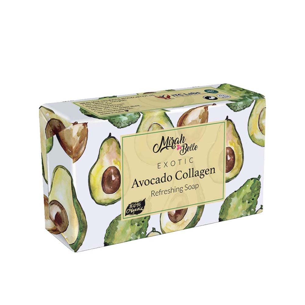 Organic Avocado Collagen Soap Bar (125 gm) - Anti-Aging, Skin Tightening, Smoothening - Good for Dull, Sun Damaged, Dehydrated and Aging Skin - SLS & Paraben Free