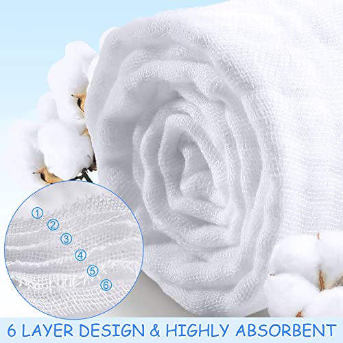 Baby Hooded Bath Towel 32 X 32 Inch Muslin Cotton Baby Towels With Cute Ears Soft Baby Towels For Newborn,Babies,Infant And Toddler,6 Layers Washcloths Infant (White, 2 Pcs) #TOP1