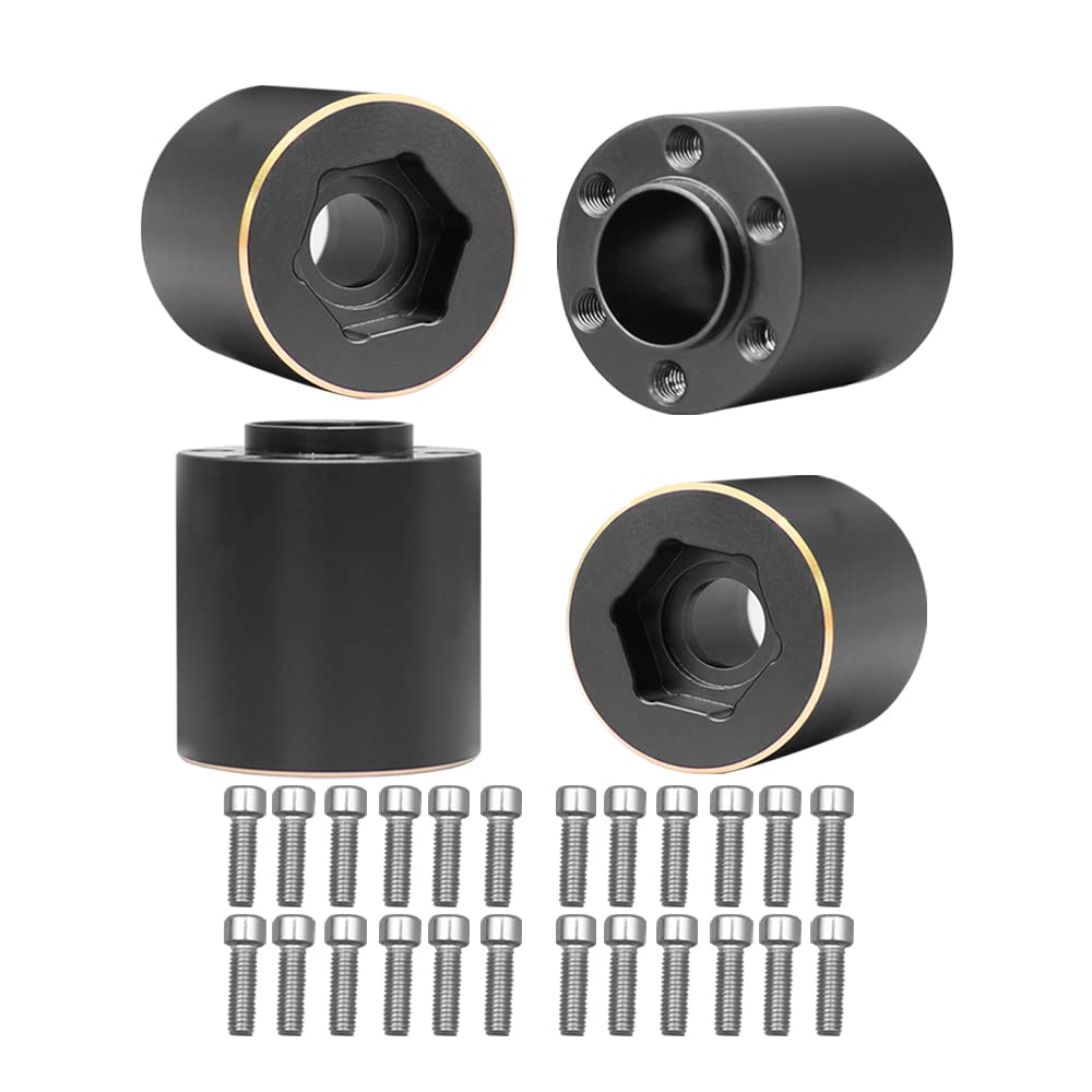 MUHIKRT Brass Weights 6mm 9mm 12mm 15mm 22mm Wheel Hex Hub Widen Adapter for 1/10 RC Crawler 1.9 2.2 Wheels Rims SCX10 TRX4 (22mm), Black