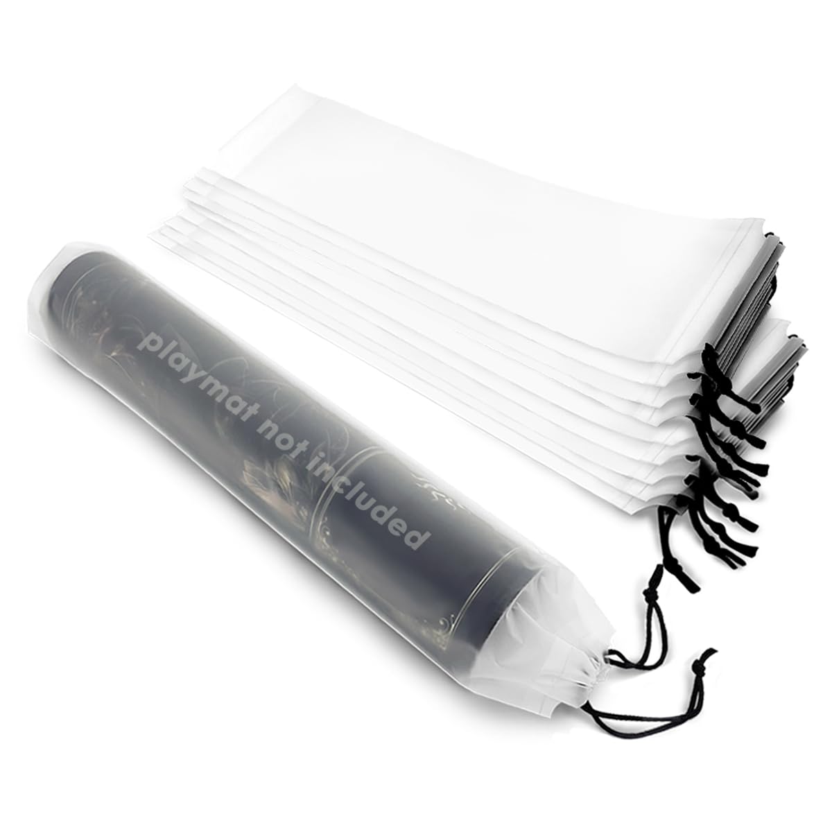 Playmat Bag for TCG – 10 Pack Waterproof Frosted White Polyethylene Storage Bags, Reusable Travel Pouch for Trading Card Game Mats, Large Portable Gaming Mat Cases
