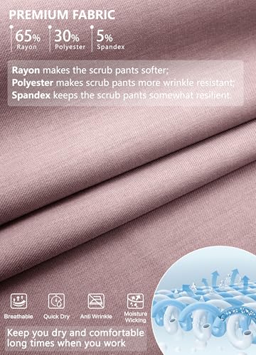 Image of MIVEI High Waisted Jogger Style Scrub Pants for Women - 8 Pockets Medical Bottoms Tapered Yoga Waistband Ribbed Ankle Cuffs