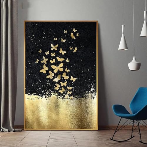 Toile noire papillon doré 30x50 cm : la solution pour vos murs vides