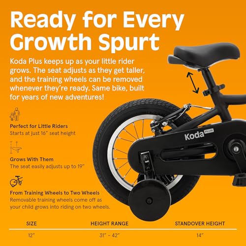 Image of Retrospec Koda Plus Kids Bike for Boys & Girls Ages 2-3 Years - 12 inch Children's Bicycle, Adjustable Seat & Handlebars, Removable Training Wheels, Front Hand Brakes, Rear Coaster Brake & Safety Bell