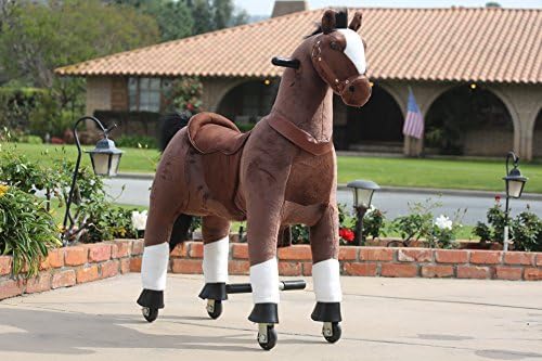 MEDALLION - My Pony Ride On Real Walking Horse for Children 5 to 12 Years Old or Up to 110 Pounds (Color Medium Chocolate Horse) for Boys and Girls