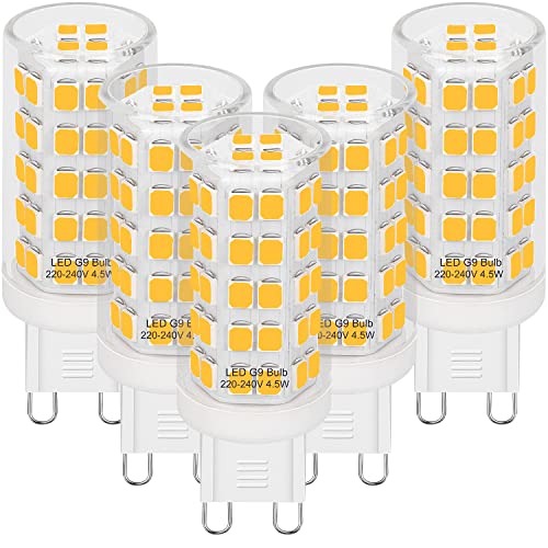 G9 LED Lampe Neutralweiß 4000K, 4.5W Ersatz 50W G9 Halogenlampe, 580 Lumens LED Glühbirnen, AC220-240V 360°Abstrahlwinkel Leuchtmittel, CRI> 80, Nicht Dimmbar Kein Flackern Glühlampe, 5er Set Cover