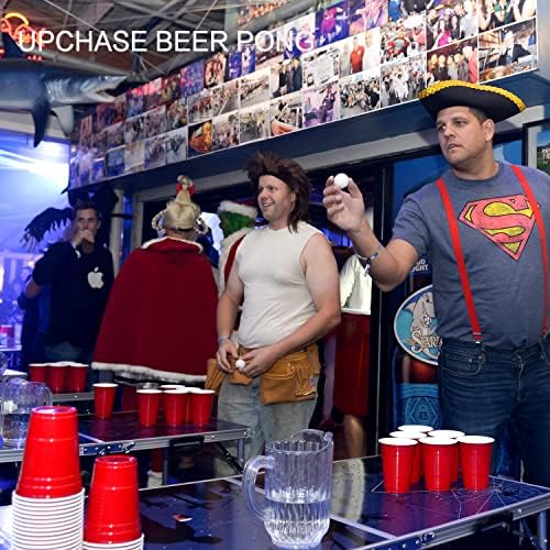 Upchase Beer Pong Set, Red Plastic Party Cups (100+10+ Card Game), Red and Blue Cups 16oz/473ML, Perfect for Birthday, Wedding, Christmas Fun Games