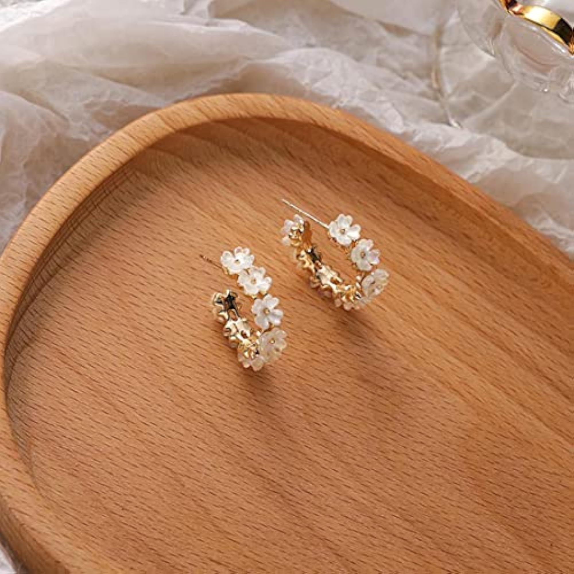 Crystal Studded Bali Clip On Hoop Earrings
