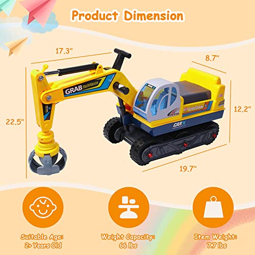Color Tree Ride-On Crane Digger Pretend Play Construction Grabber Truck Toy Tractors With Engineering Hat #TOP4