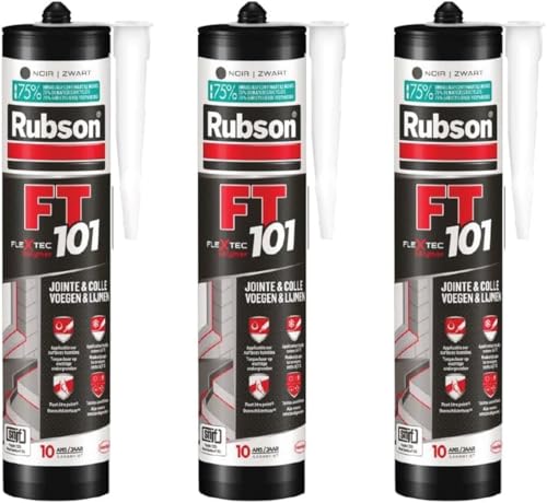 Rubson FT 101 Noir - Mastic Polymère Haute Qualité Pour Joints, Fissures, Collages - Étanche Pour Intérieur & Extérieur, Multi-Matériaux - Cartouche 280...