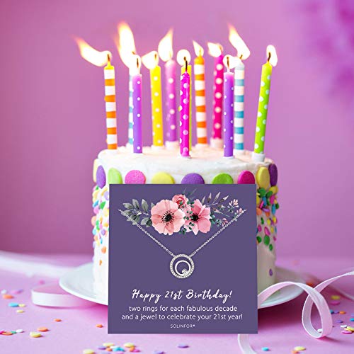 Solinfor 21St Birthday Gifts For Her - Sterling Silver Jewelry With Gift Wrapping, Card - 21 Year Old Necklace Gift For Women, Best Friend, Daughter #TOP2