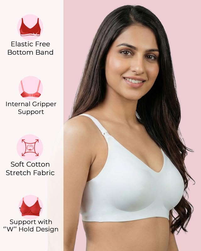 Image of Women's Cotton Padded Full Coverage Bonded Bra | Seamless T-Shirt Bra | Wire-Free | Breathable Cotton Fabric | Elastic-Free Bottom Band & Armholes | No Marks, No Digging | Pack of 1