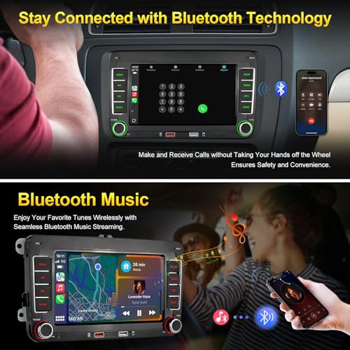 cogamichi Car Radio for Volkswagen VW Golf MK5 MK6 Jetta Beetle Passat Sharan Tiguan Touran Seat Polo with Wireless Carplay & Android Auto, 7 inch VW Stereo Touch Screen with FM Radio Linux (7 inch) by cogamichi - Used condition - Image 4