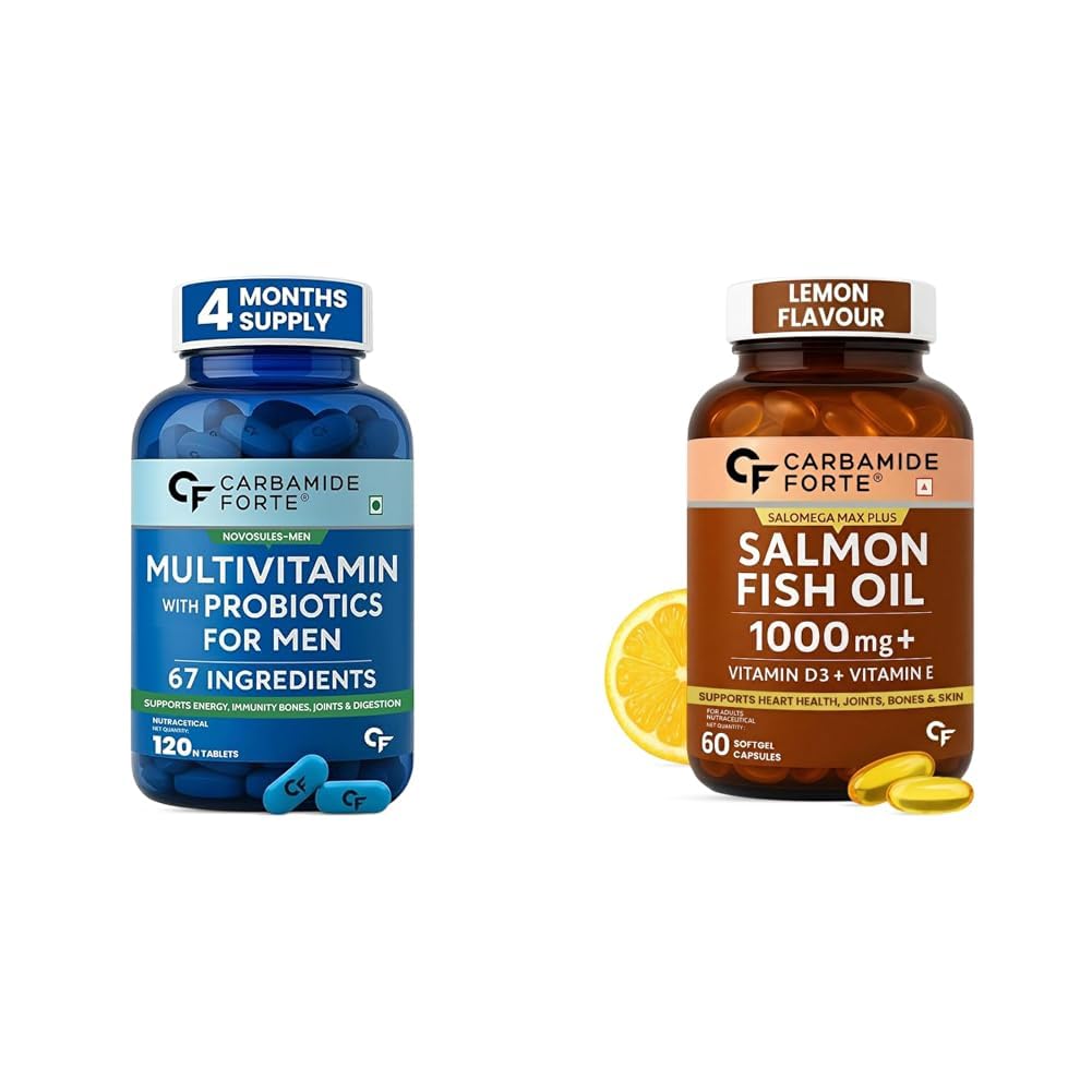 Carbamide Forte Multivitamin Tablet for Men Gym | Multi vitamin Tablet for Men | Multi Vitamin for Mens for Daily Immunity & Energy Support | 120 Tablets & Salmon Omega 3 Fish Oil Capsules 1000mg-picture-28