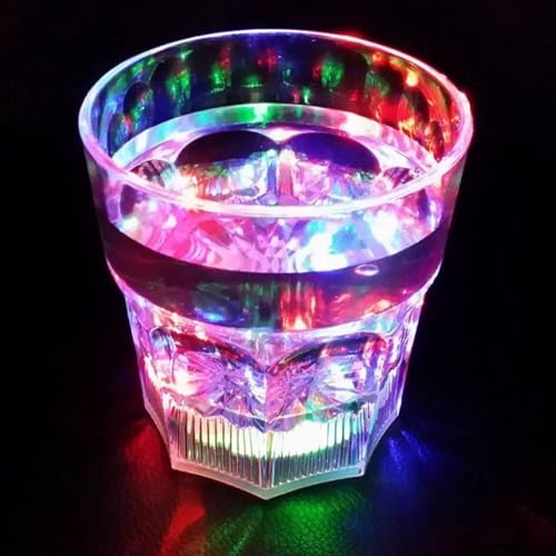 Set of 24 Light-Up Novelty Whiskey Cup Liquid-Activated Flashing Acrylic LED Rocks Glass Party Bar Favor Dad Gift Party Pack