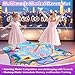 AZBFAN Dance Mat, Ocean-Themed Dance Game Toy Pad with LED Lights, Gift for Kids Girls 3-12, Adjustable Volume, Built-in Music, 5 Challenge Levels, Non-Slip & Foldable Rhythm Step Play Mat