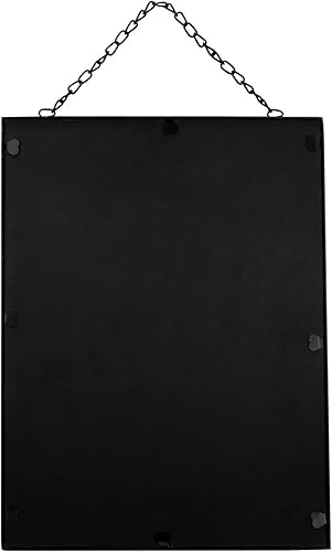 Miniatura 5 de SANY DAYO HOME Espejo rectangular negro de cristal real de 12 x 16 pulgadas con cadena, marco de metal, pequeño espejo rectangular para colgar en la