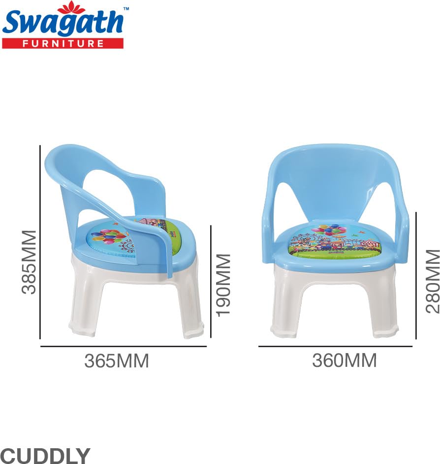 Swagath Furniture Comfortable Kids Plastic Chair with Armrest (Finish Color - Blue, Set of 6 Pcs, Pre-Assembled) 1