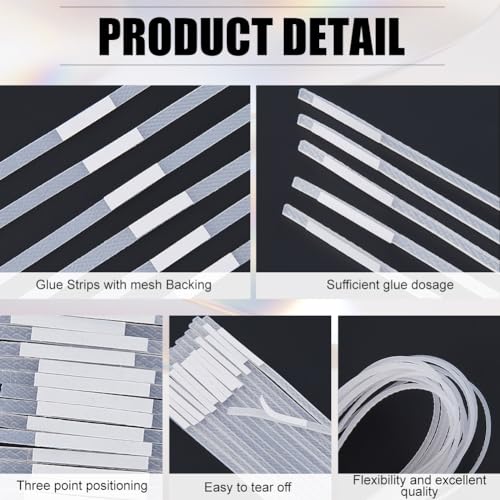 Image of CRASPIRE 120Pcs 2mm Wide Thermal Glue Strips for Books Repair Bookbinding Mesh Backing EVA Hot Melt Adhesive Three Point Positioning Office Documents Paper Paperback for Pictures Crafts Albums