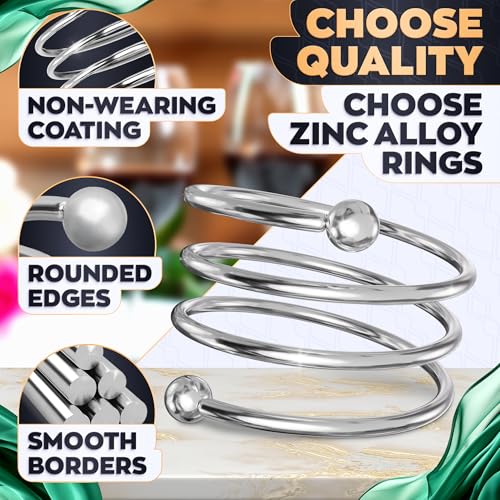 Image of Silver Napkin Rings Set of 8 - Elegant Metal Napkin Ring Holders for Weddings, Dinner Parties, Holiday Table Decor - Sturdy Reusable Napkin Holders, Perfect Housewarming Gift for Hosts & Entertaining