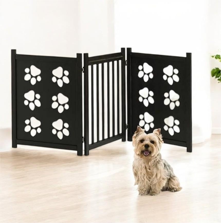 Engineered Wood Foldable 3 Panel Partition for Living Room, Room Divider, Room Separator (Black-2 ft)-image-24