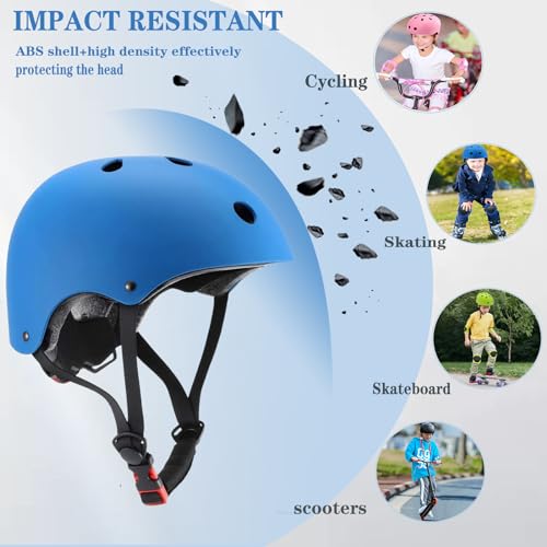 Image of FOOKCIAN Kids Helmet,Toddler Skateboard Helmets for Ages 2-3-5-8-14 Years Boys Girls with Knee and Elbow Pads Wrist Guards fit Roller Skates,Skateboarding,Skating Scooter Adjustable Kids Helmet