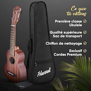 HAVENDI® Soprano Ukulélé 21 pouces Premium Hawaii Guitare Aquila cordes en bois d’acajou y compris le sac de voyage pour… - Les Beatles, Paul McCartney, John Lennon, RIngo Starr, George Harrison HAVENDI® Soprano Ukulélé 21 pouces Premium Hawaii Guitare Aquila cordes en bois d'acajou y compris le sac de voyage pour… – Image 4