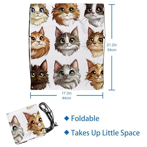 Sac pliable à cordon chat jaune étanche et ultra léger lot de 2 pièces