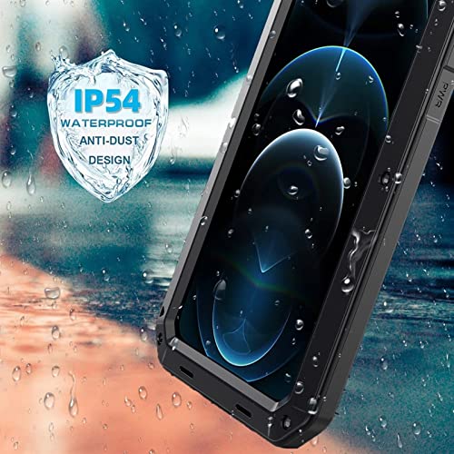 Coque iPhone 13 Pro Max antichoc en métal noir avec protège-écran