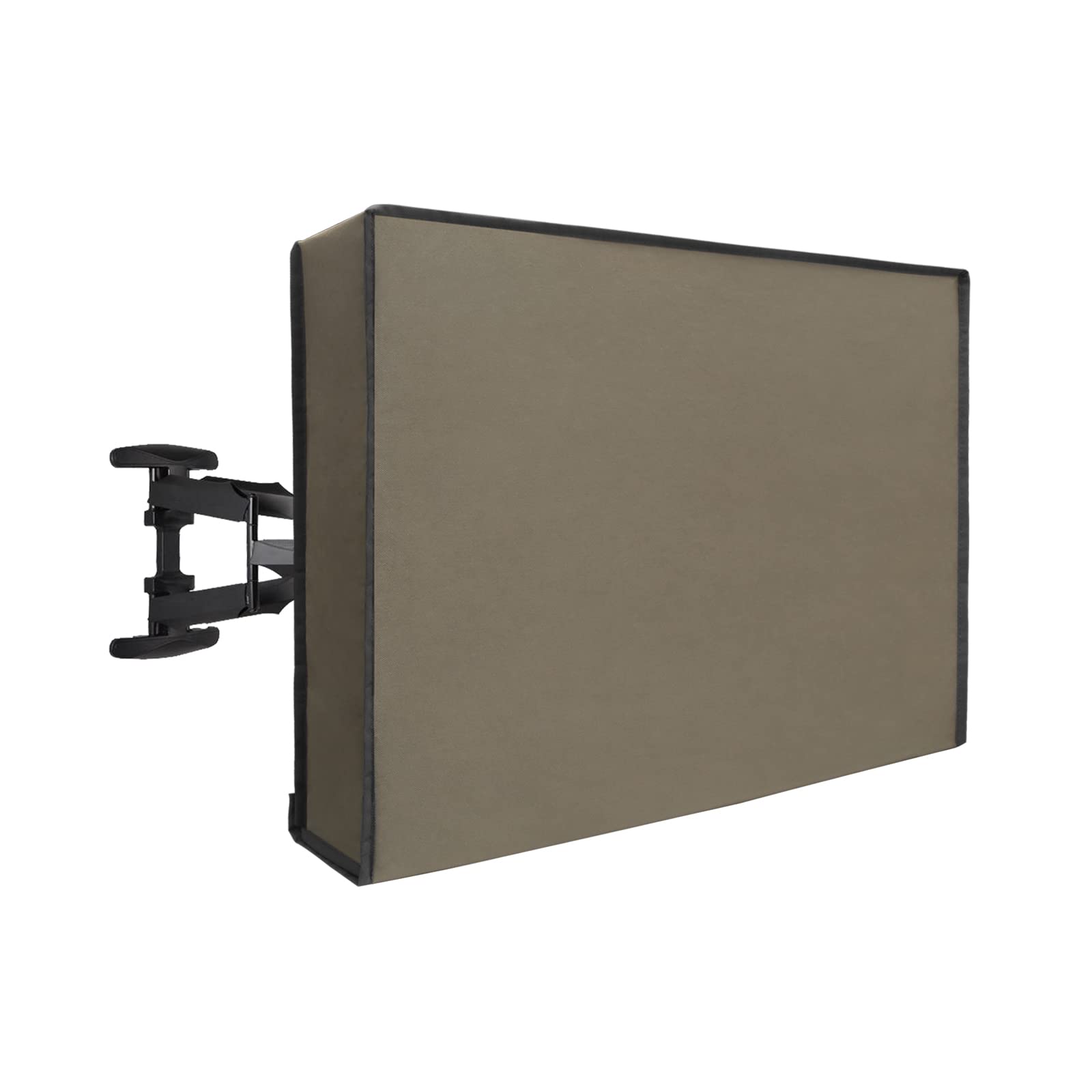 Copertura impermeabile per TV da 50 a 52 pollici con copertura inferiore, tessuto spesso, antipolvere e resistente alle intemperie con tasca per telecomando, cammello