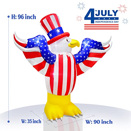 Inslife 8Ft High July 4Th Inflatable Flying Bald Eagle, Blow Up Eagle With Led Lights - For Patriotic Independence Day, Memorial Day Outdoor Decoration #TOP1