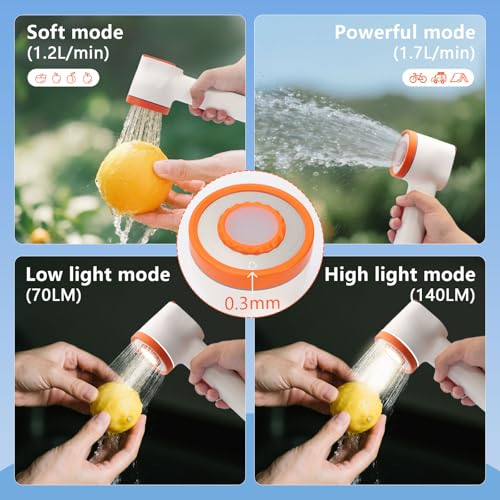 Ducha portátil para camping con luz, 2 en 1, filtro de carbono, balde plegable de 5 galones, recargable para camping, baño de mascotas, jardinería y lavado de autos miniatura 5