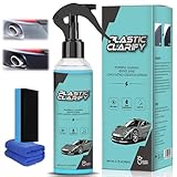 Car Plastic & Trim Restorer, Car Deatailing Kits for Refreshing Faded Plastic, Leather, Vinyl & Rubber Trim with Polish, Automotive Shiny Stuff, Black Exterior & Interior Care-200ml