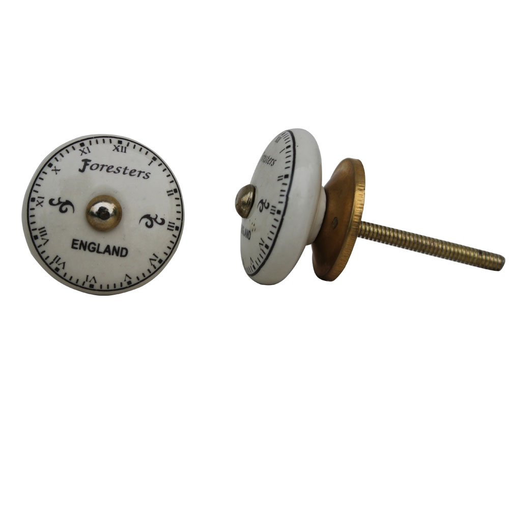 Indian-Shelf 8 Piece Multicolor England Clock Ceramic Drawer Knobs for Kitchen Cabinet Knobs Door Pulls Decorative Dresser Premium Chest