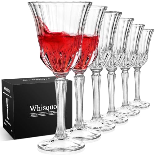Whisquor Wine Glasses Set of 6, Lead-free Crystal Wine Glasses, V...