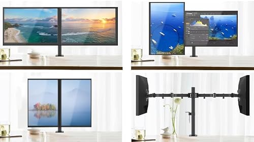 Techly 301740 Supporto Da Scrivania Per 2 Monitor 13-27" Diametro 48 Mm Ad Altezza Regolabile Con Morsetto A C Nero - 8