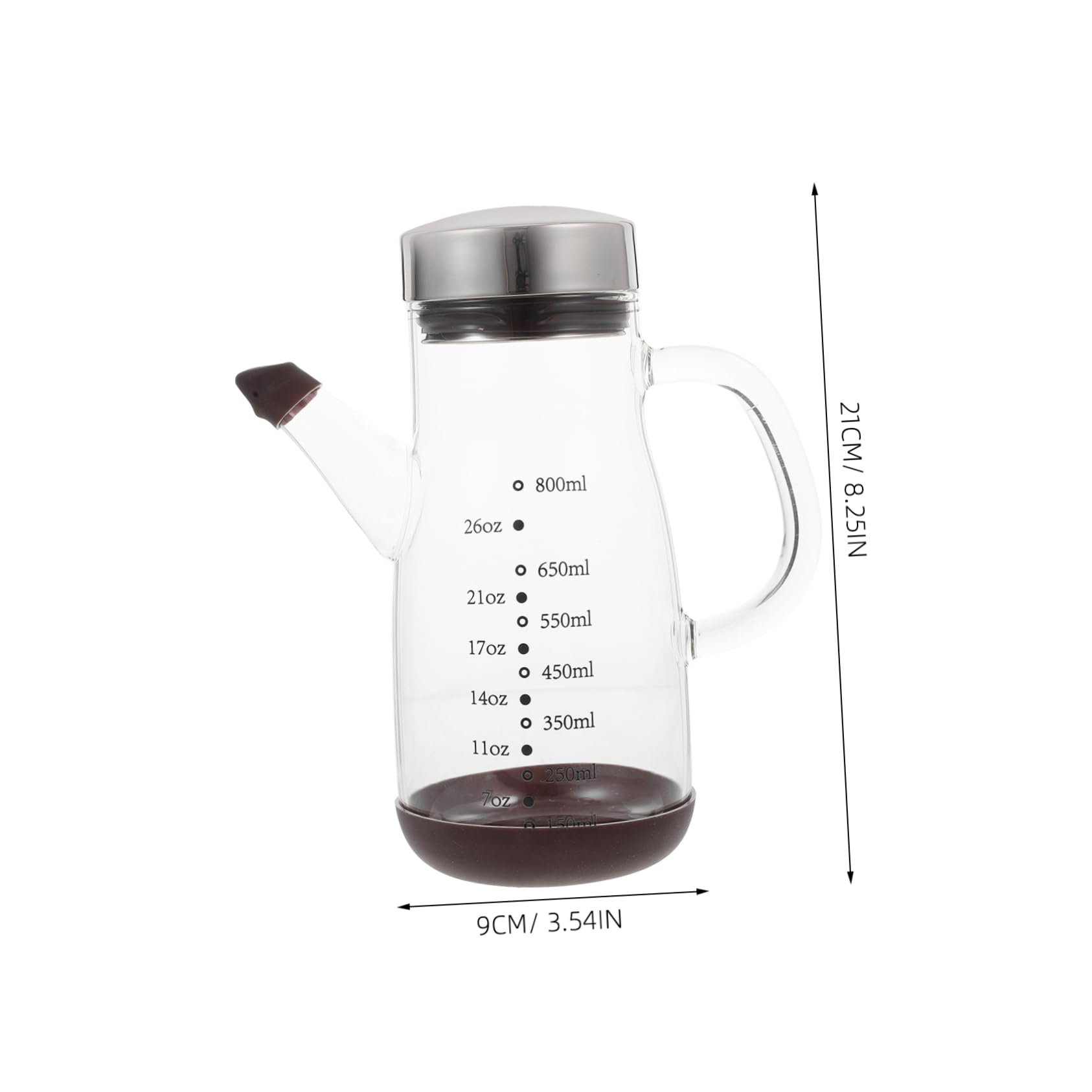 Oliera in Vetro Grande Capacità Acciaio Inox e Silicone | Contenitore per Olio da Cucina, Recipiente Salvagoccia, Bottiglia Pratica per Uso Quotidiano