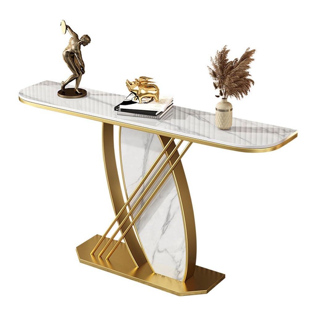 ENGENDER Console Tables Entryway Table Half Round Modern Leaning Wall Entry Rock Slab End View(A,120 * 30 * 80cm)
