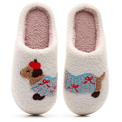 OJXTRDE Niedliche Neuheit Tier Dackel Hausschuhe Lustige Haustier Hund Wurst Hund Corgi Deutscher Schäferhund Pantoffeln Innen Baumwolle Warm Schuhe
