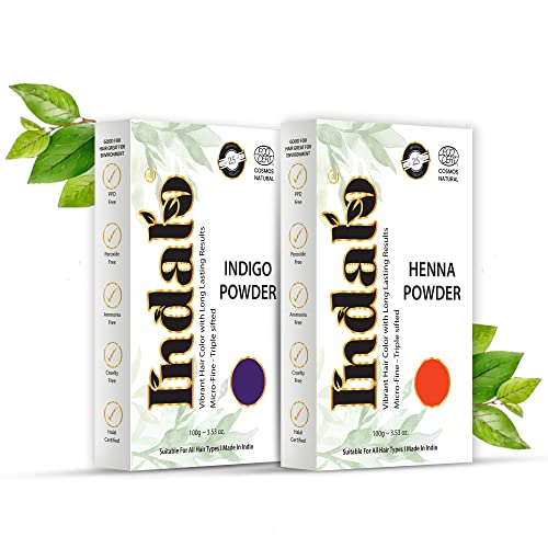 Image of Indalo Natural Henna & Indigo Hair Colour Powder, Combo for Hair Care and Conditioning Hair Growth, No Ammonia, No PPD, No Peroxide - (100g+100g)
