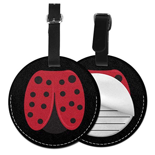 Preisvergleich Produktbild Kofferanhänger PU Leder Kostüm Marienkäfer Insekten Mädchen 2, Gepäckanhänger ID Etikett Mit Adressschild Namenschild für Reisetasche Koffer