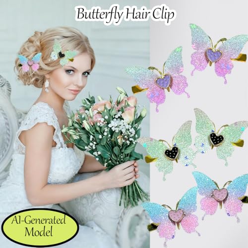 6 Pinzas de Mariposa con Brillo Degradado en Pack miniatura 6