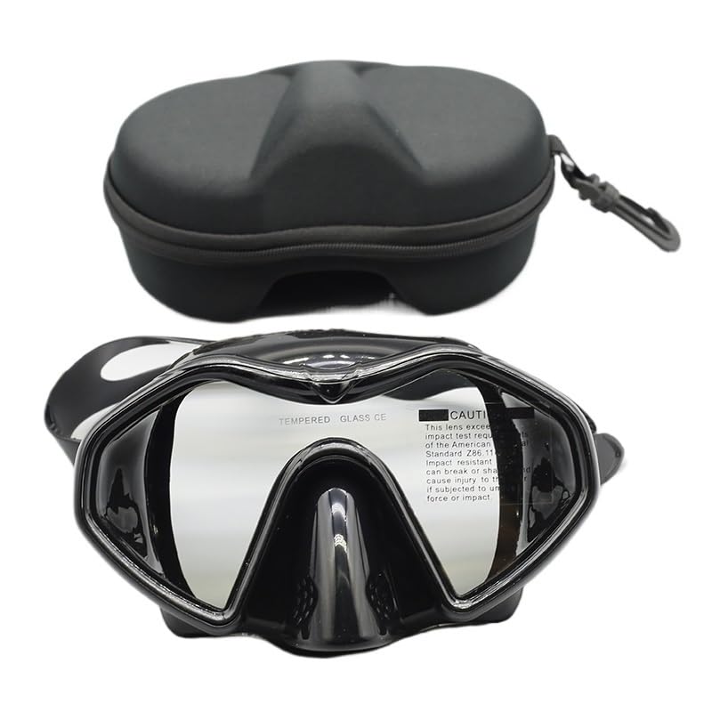 JKELPV Kit de de Buceo Kit de Snorkel de Silicona Impermeable y antivaho para Adultos con Espejo de Superficie de Buceo de Gran tamaño Buceo(Black Mirror)
