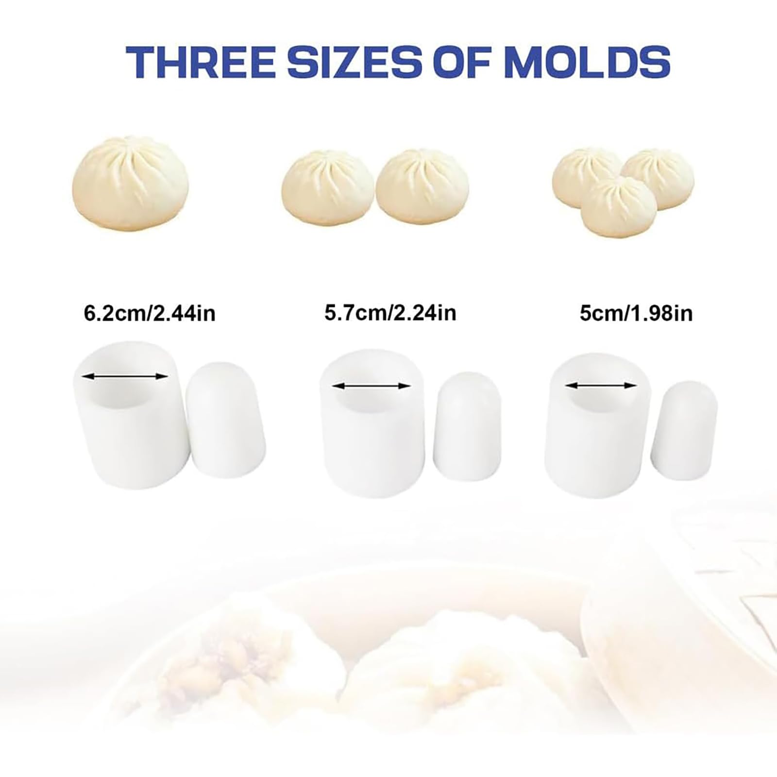 Ręczna maszyna Baozi Maker z zamknięciem prasy do ciasta i 3 formami, łatwa w użyciu chińska maszyna do pierogów do domowych bułek gotowanych na parze do gotowania pysznych baozi