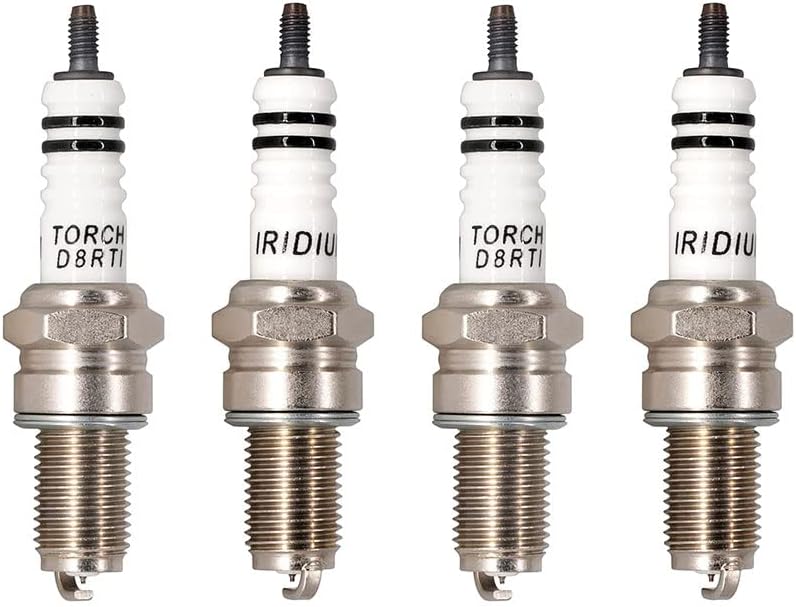 TORCH Iridium Spark Plug D8RTI for NGK DR8EA, D8EA, DR8EIX, DR8EGP, DPR8EA-9, Champion R6G, Denso X24ESZU9, Motorcraft HG22C, OEM - 17.5mm Hex, 12mm Thread, 19mm Length